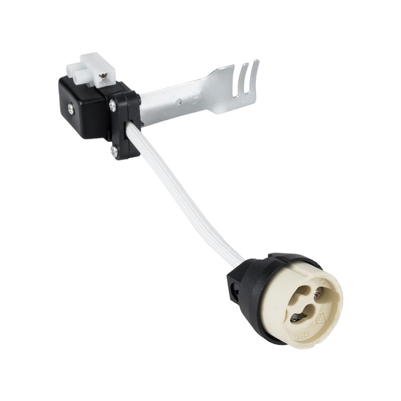 GloboStar® LAMPHOLDER 78950 Ντουί GU10 Πορσελάνης με 15cm VDE Καλώδιο - Anti-Fire Protection High Resistance Tube & Κυτίο Συνδεσμολογίας - ᐊVDEᐅ Certified - IP20 - Φ3.5 x Μ15cm - 5 Χρόνια Εγγύηση