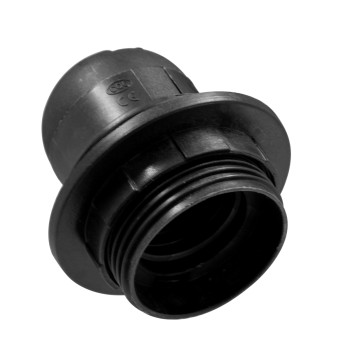 GLOBOSTAR® LAMPHOLDER 78959 Ντουί E27 με Ροδέλα IP20 Μαύρο - Μ5.8 x Π5.8 x Υ5.8cm