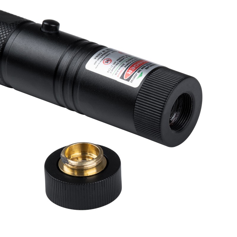 GloboStar® 78997 Φορητό Επαναφορτιζόμενο Laser Pointer 5Mw Class 3 DOT Zoom με Extra Κεφαλή για Dot Effects με Μπαταρία 18650 Li-ion 4800mAh & Φορτιστή - Πράσινο 532nm Φ2.2 x Υ15cm