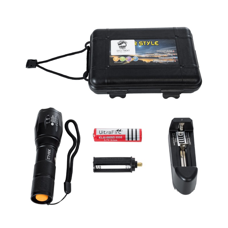 GLOBOSTAR® HANDLAMP 79041 Φακός Χειρός LED 10W 1000lm 5~60° DC 5V με Επαναφορτιζόμενη Μπαταρία Li-ion 3.7V 1x18650 3000mAh IP20 Ψυχρό Λευκό 6000K - CREE XML2-T6 Chip - Μ13.5 x Π4 x Υ4cm - 1 Χρόνο Εγγύηση