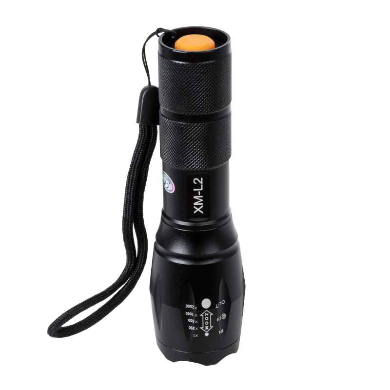 GLOBOSTAR® HANDLAMP 79041 Φακός Χειρός LED 10W 1000lm 5~60° DC 5V με Επαναφορτιζόμενη Μπαταρία Li-ion 3.7V 1x18650 3000mAh IP20 Ψυχρό Λευκό 6000K - CREE XML2-T6 Chip - Μ13.5 x Π4 x Υ4cm - 1 Χρόνο Εγγύηση