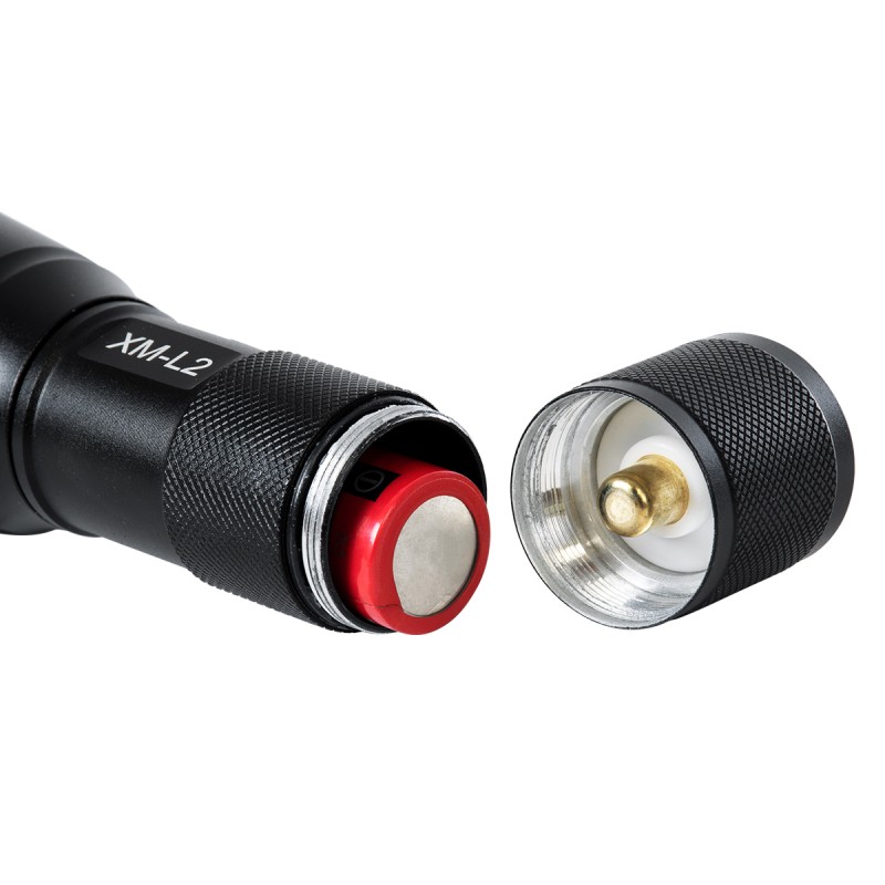 GLOBOSTAR® HANDLAMP 79041 Φακός Χειρός LED 10W 1000lm 5~60° DC 5V με Επαναφορτιζόμενη Μπαταρία Li-ion 3.7V 1x18650 3000mAh IP20 Ψυχρό Λευκό 6000K - CREE XML2-T6 Chip - Μ13.5 x Π4 x Υ4cm - 1 Χρόνο Εγγύηση