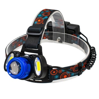 GLOBOSTAR® HEADLAMP 79056 Φακός Κεφαλής με Αισθητήρα Hand Swipe LED 20W 2000lm 15~60° DC 5V με USB-C με Επαναφορτιζόμενη Μπαταρία Li-ion 3.7V 2x18650 4800mAh Αδιάβροχο IP54 Ψυχρό Λευκό 6000K - CREE XHP50 & COB Chip - Μ7.5 x Π5.5 x Υ4.8cm - 1 Χρόνο Εγγ