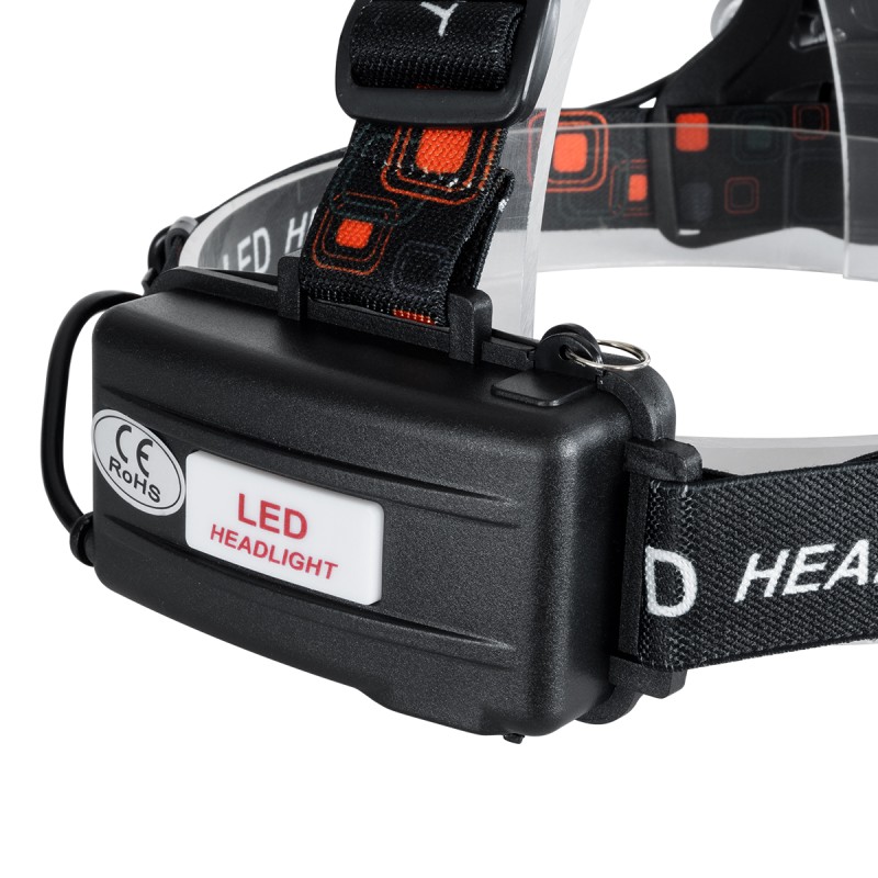 GloboStar® 79059 Φακός Κεφαλής Επαναφορτιζόμενος LED CREE XML2-T6 Chip 30 Watt 2000lm με 2 x 18650 Μπαταρίες 5200mAh Ψυχρό Λευκό 6000K - Μ9 x Π7.5 x Υ9cm