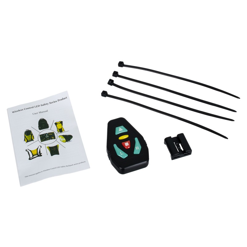 GloboStar® 79070 Γιλέκο Ασφαλείας Φωσφοριζέ Αντανακλαστικό για Ποδηλάτες & Runners με Φωτεινή Σήμανση LED - Ενσωματωμένη Μπαταρία 650mAh DC 5V Επαναφορτιζόμενο με Καλώδιο Τροφοδοσίας USB & Ασύρματο Χειριστήριο -  Μαύρο & Λαχανί Φωσφοριζέ Αδιάβ