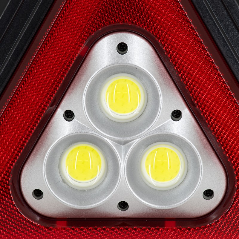 GloboStar® 79081 Φορητό Επαναφορτιζόμενο Τρίγωνο Ασφαλείας - Προβολέας Εργασίας LED COB 35W 3500lm με Ενσωματωμένη Μπαταρία 2000mAh & Φωτοβολταϊκό Πάνελ - 5 Light Modes & Power Bank με Καλώδιο Φόρτισης USB Αδιάβροχο IP54 Ψυχρό Λευκό 6000K