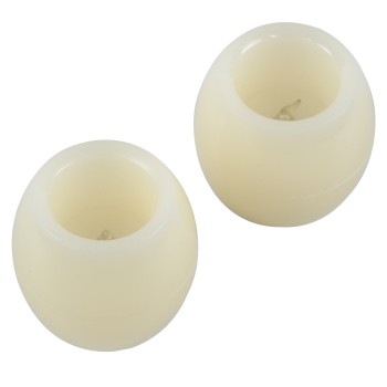 GloboStar® CANDLE 79549 ΣΕΤ 2 x Διακοσμητικά Realistic Κεράκια με LED Εφέ Κινούμενης Φλόγας - Μπαταρίας 2 x CR2032 Θερμό Λευκό 2700K Μπεζ D6 x H5cm