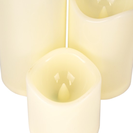 GloboStar® 79551 ΣΕΤ 3 Διακοσμητικών Realistic Κεριών με LED - Μπαταρίας & Ασύρματο Χειριστήριο IR Ψυχρό Λευκό 6000K Dimmable