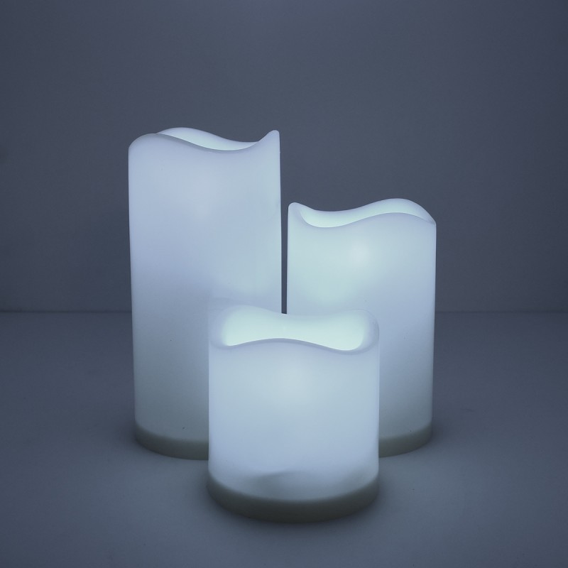 GloboStar® 79551 ΣΕΤ 3 Διακοσμητικών Realistic Κεριών με LED - Μπαταρίας & Ασύρματο Χειριστήριο IR Ψυχρό Λευκό 6000K Dimmable