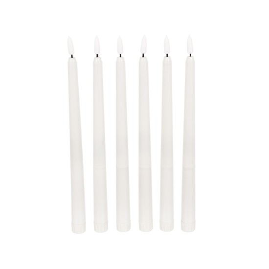 GloboStar® 79563 ΣΕΤ 6 Διακοσμητικών Realistic Κεριών Κηροπηγίου με LED Εφέ Κινούμενης Φλόγας - Μπαταρίας & Ασύρματο Χειριστήριο IR Θερμό Λευκό 2700K Dimmable