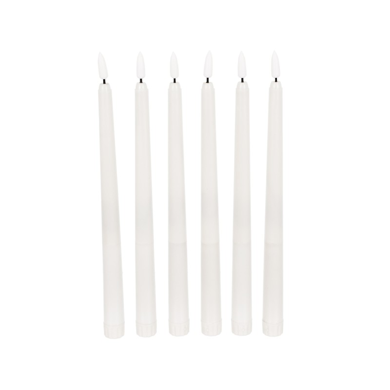 GloboStar® 79563 ΣΕΤ 6 Διακοσμητικών Realistic Κεριών Κηροπηγίου με LED Εφέ Κινούμενης Φλόγας - Μπαταρίας & Ασύρματο Χειριστήριο IR Θερμό Λευκό 2700K Dimmable