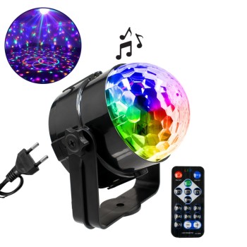 GLOBOSTAR® DISCOBALL 79601-1 Disco Μπάλα Φωτορυθμικό με RF Ασύρματο Χειριστήριο LED 15W 750lm 180° AC 220-240V IP20 Πολύχρωμο RGB - Μ11 x Π8.6 x Υ13cm - 2 Χρόνια Εγγύηση