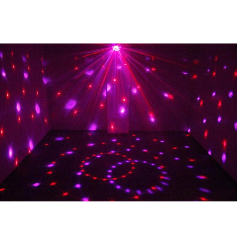 GloboStar® 79601-1 LED Party Disco Μπάλα με Περιστρεφόμενα Φωτορυθμικά Εφέ Πολύχρωμη RGB 15W με Sound Control Activated Εφέ και με Ασύρματο Χειριστήριο AC 230V IP20 Μ11 x Π8.6 x Υ13cm