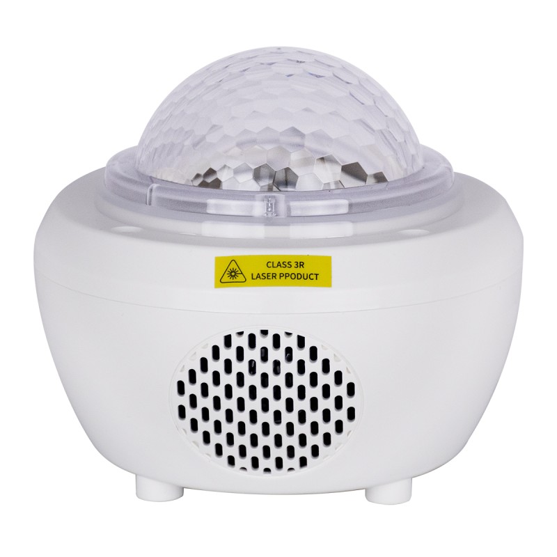 GloboStar® 79604 Λευκό Επιτραπέζιο Διακοσμητικό Φωτιστικό Ειδικών Εφε NIGHT SKY GALAXY 3D LED 10W DC 5V 2200mAh Επαναφορτιζόμενο με Bluetooth Speaker - Sound Activated - Καλώδιο Τροφοδοσίας USB και Ασύρματο Χειριστήριο RF 2.4Ghz Πολύχρωμo RGB Dimmable