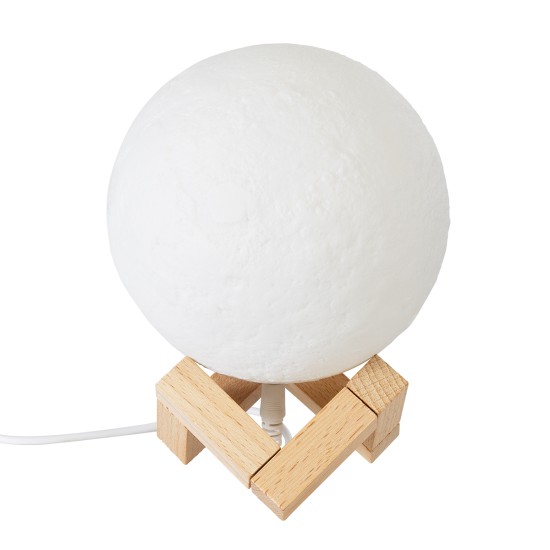 GloboStar® MOON 79606 Επιτραπέζιο Φωτιστικό Πορτατίφ LED 2W 120lm 360° DC 5V IP20 RGBW Dimmable Λευκό Πλαστικό με Μπεζ Ξύλο - Μ12 x Π12 x Υ15cm - 2 Xρόνια Εγγύηση GloboStar® MOON 79606 Μοντέρνο Επιτραπέζιο Φωτιστικό Πορτατίφ LED 2W 120lm 360° DC 5V - Εναλλαγή Φωτισμού μέσω Τηλεχειριστηρίου - Dimmable - RGBW - Φ12 x Υ15 - Λευκό