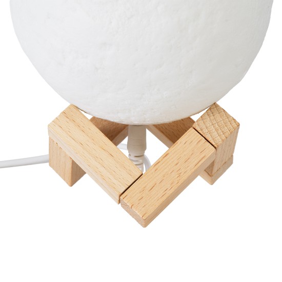 GloboStar® MOON 79606 Επιτραπέζιο Φωτιστικό Πορτατίφ LED 2W 120lm 360° DC 5V IP20 RGBW Dimmable Λευκό Πλαστικό με Μπεζ Ξύλο - Μ12 x Π12 x Υ15cm - 2 Xρόνια Εγγύηση GloboStar® MOON 79606 Μοντέρνο Επιτραπέζιο Φωτιστικό Πορτατίφ LED 2W 120lm 360° DC 5V - Εναλλαγή Φωτισμού μέσω Τηλεχειριστηρίου - Dimmable - RGBW - Φ12 x Υ15 - Λευκό