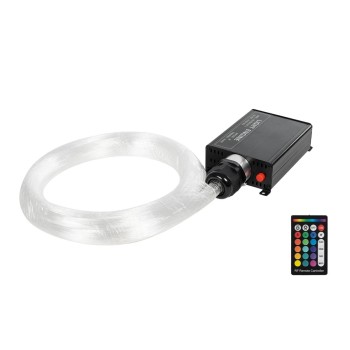 GLOBOSTAR® LUMOFIBRA 79613 Κιτ Συστήματος Οπτικής Ίνας με 150τεμ Φ1mm x Μ200cm & RF Ασύρματο Χειριστήριο LED 5W 200lm 1° AC 220-240V IP20 Πολύχρωμο RGB - Μ11.5 x Π9 x Υ4cm - 2 Χρόνια Εγγύηση