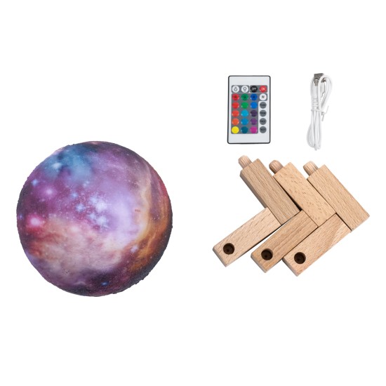 GloboStar® MOON 79615 Επιτραπέζιο Φωτιστικό Πορτατίφ LED 2W 100lm 360° DC 5V IP20 RGBW Dimmable Πολύχρωμο Πλαστικό με Μπεζ Ξύλο - Μ10 x Π10 x Υ13.5cm - 2 Xρόνια Εγγύηση GloboStar® CALLISTO 79615 Μοντέρνο Επιτραπέζιο Φωτιστικό Πορτατίφ LED 2W 100lm 360° DC 5V - Εναλλαγή Φωτισμού μέσω Τηλεχειριστηρίου & Αφής - Dimmable - RGBW - Φ10 x Υ13.5 - Πολύχρωμο