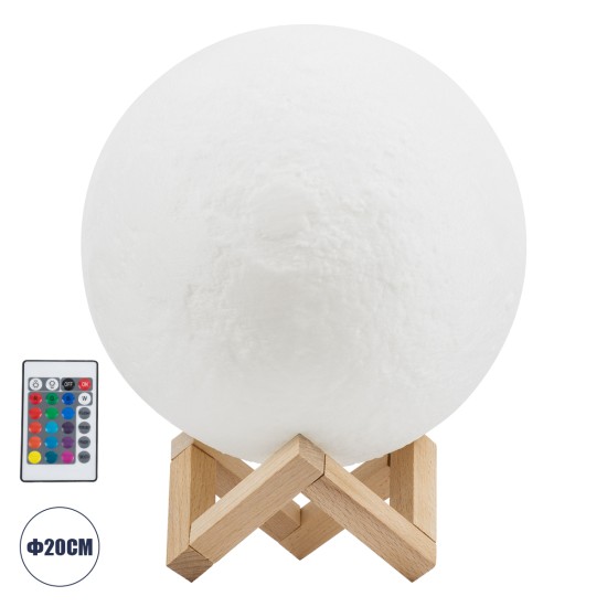 GloboStar® MOON 79620 Επιτραπέζιο Φωτιστικό Πορτατίφ LED 6W 360lm 360° DC 5V IP20 RGBW Dimmable Λευκό Πλαστικό με Μπεζ Ξύλο - Μ20 x Π20 x Υ25cm - 2 Xρόνια Εγγύηση GloboStar® MOON 79620 Μοντέρνο Επιτραπέζιο Φωτιστικό Πορτατίφ LED 6W 360lm 360° DC 5V - Εναλλαγή Φωτισμού μέσω Τηλεχειριστηρίου & Αφής - Dimmable - RGBW - Φ20 x Υ25 - Λευκό