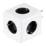 GLOBOSTAR® POWERCUBE 79627 Πολύπριζο 5 Θέσεων με 5 x EU Schuko Πρίζες Ασφαλείας Childproof AC 220-240V 3680W/16A Max Load IP20 - Λευκό & Γκρι - Μ7.5 x Π11.5 x Υ7.5cm