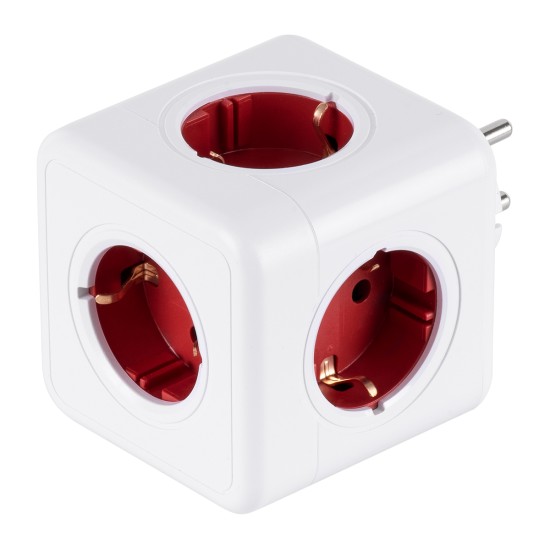 GloboStar® TRAVEL PowerCube PRO Certified 79628 Πολύπριζο 5 Θέσεων με 5 Πρίζες Ασφαλείας Childproof EU Schuko AC 220-240V Μ7.5 x Π11.5 x Υ7.5 - Λευκό με Κόκκινο - Max Load 3680W/16A GloboStar® TRAVEL PowerCube PRO Certified 79628 Πολύπριζο 5 Θέσεων με 5 Πρίζες Ασφαλείας Childproof EU Schuko AC 220-240V Μ7.5 x Π11.5 x Υ7.5 - Λευκό με Κόκκινο - Max Load 3680W/16A