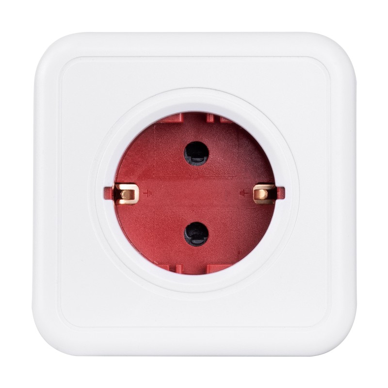 GloboStar® TRAVEL PowerCube PRO Certified 79628 Πολύπριζο 5 Θέσεων με 5 Πρίζες Ασφαλείας Childproof EU Schuko AC 220-240V Μ7.5 x Π11.5 x Υ7.5 - Λευκό με Κόκκινο - Max Load 3680W/16A