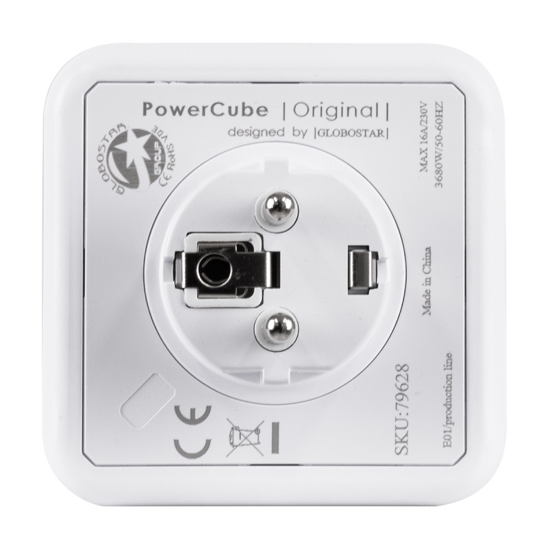 GloboStar® TRAVEL PowerCube PRO Certified 79628 Πολύπριζο 5 Θέσεων με 5 Πρίζες Ασφαλείας Childproof EU Schuko AC 220-240V Μ7.5 x Π11.5 x Υ7.5 - Λευκό με Κόκκινο - Max Load 3680W/16A