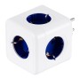 GLOBOSTAR® POWERCUBE 79629 Πολύπριζο 5 Θέσεων με 5 x EU Schuko Πρίζες Ασφαλείας Childproof AC 220-240V 3680W/16A Max Load IP20 - Λευκό & Μπλε - Μ7.5 x Π11.5 x Υ7.5cm