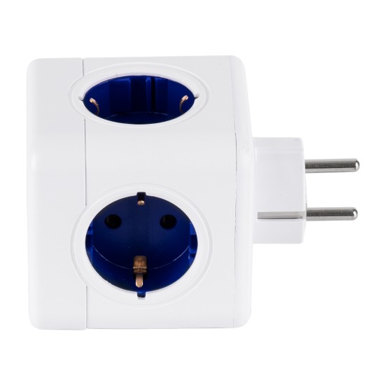 GloboStar® TRAVEL PowerCube PRO Certified 79629 Πολύπριζο 5 Θέσεων με 5 Πρίζες Ασφαλείας Childproof EU Schuko AC 220-240V Μ7.5 x Π11.5 x Υ7.5 - Λευκό με Μπλε - Max Load 3680W/16A GloboStar® TRAVEL PowerCube PRO Certified 79629 Πολύπριζο 5 Θέσεων με 5 Πρίζες Ασφαλείας Childproof EU Schuko AC 220-240V Μ7.5 x Π11.5 x Υ7.5 - Λευκό με Μπλε - Max Load 3680W/16A