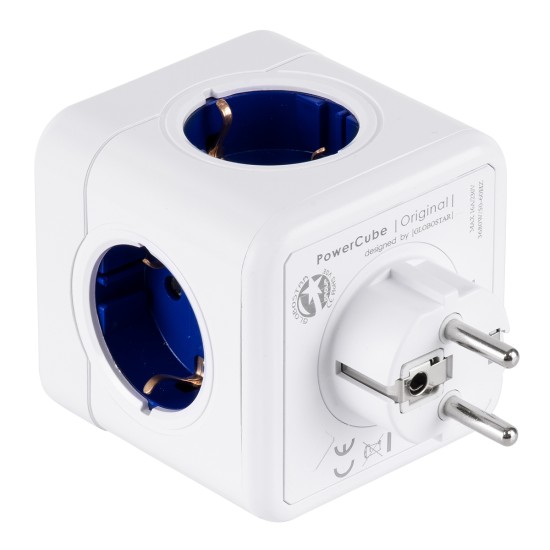 GloboStar® TRAVEL PowerCube PRO Certified 79629 Πολύπριζο 5 Θέσεων με 5 Πρίζες Ασφαλείας Childproof EU Schuko AC 220-240V Μ7.5 x Π11.5 x Υ7.5 - Λευκό με Μπλε - Max Load 3680W/16A GloboStar® TRAVEL PowerCube PRO Certified 79629 Πολύπριζο 5 Θέσεων με 5 Πρίζες Ασφαλείας Childproof EU Schuko AC 220-240V Μ7.5 x Π11.5 x Υ7.5 - Λευκό με Μπλε - Max Load 3680W/16A