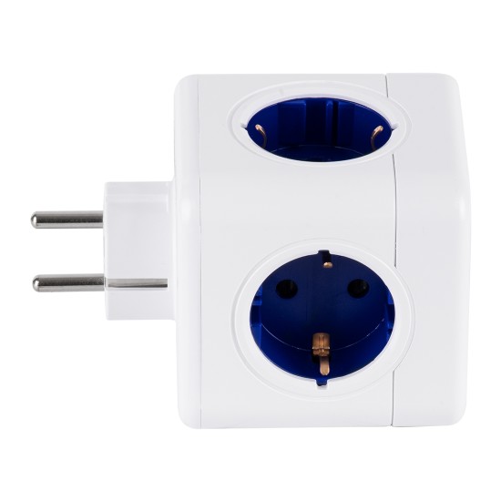 GloboStar® TRAVEL PowerCube PRO Certified 79629 Πολύπριζο 5 Θέσεων με 5 Πρίζες Ασφαλείας Childproof EU Schuko AC 220-240V Μ7.5 x Π11.5 x Υ7.5 - Λευκό με Μπλε - Max Load 3680W/16A GloboStar® TRAVEL PowerCube PRO Certified 79629 Πολύπριζο 5 Θέσεων με 5 Πρίζες Ασφαλείας Childproof EU Schuko AC 220-240V Μ7.5 x Π11.5 x Υ7.5 - Λευκό με Μπλε - Max Load 3680W/16A