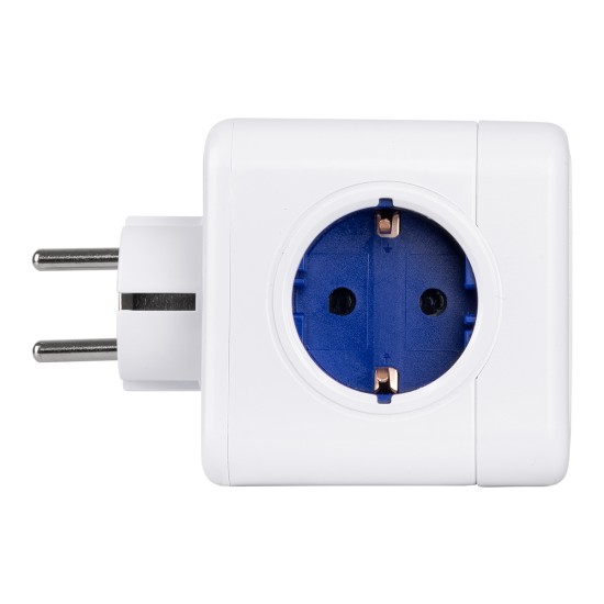 GloboStar® TRAVEL PowerCube PRO Certified 79629 Πολύπριζο 5 Θέσεων με 5 Πρίζες Ασφαλείας Childproof EU Schuko AC 220-240V Μ7.5 x Π11.5 x Υ7.5 - Λευκό με Μπλε - Max Load 3680W/16A GloboStar® TRAVEL PowerCube PRO Certified 79629 Πολύπριζο 5 Θέσεων με 5 Πρίζες Ασφαλείας Childproof EU Schuko AC 220-240V Μ7.5 x Π11.5 x Υ7.5 - Λευκό με Μπλε - Max Load 3680W/16A