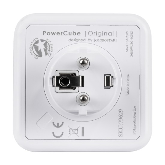 GloboStar® TRAVEL PowerCube PRO Certified 79629 Πολύπριζο 5 Θέσεων με 5 Πρίζες Ασφαλείας Childproof EU Schuko AC 220-240V Μ7.5 x Π11.5 x Υ7.5 - Λευκό με Μπλε - Max Load 3680W/16A GloboStar® TRAVEL PowerCube PRO Certified 79629 Πολύπριζο 5 Θέσεων με 5 Πρίζες Ασφαλείας Childproof EU Schuko AC 220-240V Μ7.5 x Π11.5 x Υ7.5 - Λευκό με Μπλε - Max Load 3680W/16A