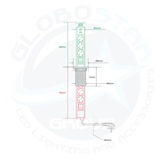 GloboStar® 79630 Χωνευτό Πτυσσόμενο Πολύμπριζο με 3 Πρίζες Ασφαλείας EU Σούκο AC 230V Max 3000W & 2 Εξόδους USB DC 5V Max 3A 18W & Ενσωματωμένο Διακόπτη Οn/Off GloboStar® 79630 Χωνευτό Πτυσσόμενο Πολύμπριζο με 3 Πρίζες Ασφαλείας EU Σούκο AC 230V Max 3000W & 2 Εξόδους USB DC 5V Max 3A 18W & Ενσωματωμένο Διακόπτη Οn/Off