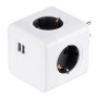 GLOBOSTAR® POWERCUBE 79633 Πολύπριζο 6 Θέσεων με 2 x Πρίζες DC 5V USB 2.0 & 4 x EU Schuko Πρίζες Ασφαλείας Childproof AC 220-240V 3680W/16A Max Load IP20 - Λευκό & Γκρι - Μ7.5 x Π11.5 x Υ7.5cm