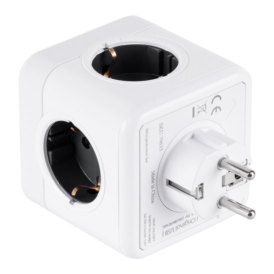 GloboStar® TRAVEL PowerCube PRO Certified 79633 Πολύπριζο 6 Θέσεων με 4 Πρίζες Ασφαλείας Childproof EU Schuko AC 220-240V & 2 Πρίζες USB Max 2.1A/DC 5V Μ7.5 x Π11.5 x Υ7.5 - Λευκό με Γκρι - Max Load 3680W/16A GloboStar® TRAVEL PowerCube PRO Certified 79633 Πολύπριζο 6 Θέσεων με 4 Πρίζες Ασφαλείας Childproof EU Schuko AC 220-240V & 2 Πρίζες USB Max 2.1A/DC 5V Μ7.5 x Π11.5 x Υ7.5 - Λευκό με Γκρι - Max Load 3680W/16A