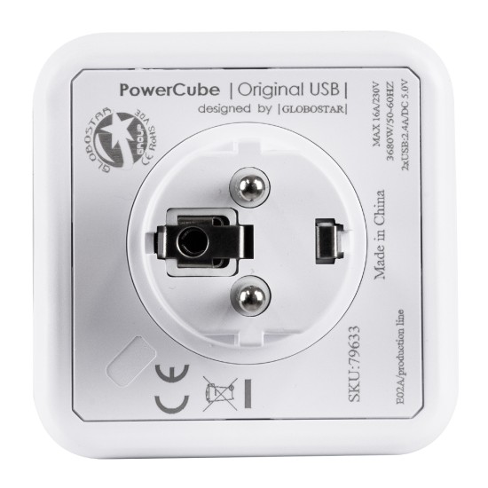 GloboStar® TRAVEL PowerCube PRO Certified 79633 Πολύπριζο 6 Θέσεων με 4 Πρίζες Ασφαλείας Childproof EU Schuko AC 220-240V & 2 Πρίζες USB Max 2.1A/DC 5V Μ7.5 x Π11.5 x Υ7.5 - Λευκό με Γκρι - Max Load 3680W/16A GloboStar® TRAVEL PowerCube PRO Certified 79633 Πολύπριζο 6 Θέσεων με 4 Πρίζες Ασφαλείας Childproof EU Schuko AC 220-240V & 2 Πρίζες USB Max 2.1A/DC 5V Μ7.5 x Π11.5 x Υ7.5 - Λευκό με Γκρι - Max Load 3680W/16A