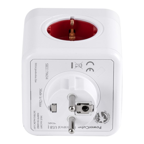 GloboStar® TRAVEL PowerCube PRO Certified 79634 Πολύπριζο 6 Θέσεων με 4 Πρίζες Ασφαλείας Childproof EU Schuko AC 220-240V & 2 Πρίζες USB Max 2.1A/DC 5V Μ7.5 x Π11.5 x Υ7.5 - Λευκό με Κόκκινο - Max Load 3680W/16A GloboStar® TRAVEL PowerCube PRO Certified 79634 Πολύπριζο 6 Θέσεων με 4 Πρίζες Ασφαλείας Childproof EU Schuko AC 220-240V & 2 Πρίζες USB Max 2.1A/DC 5V Μ7.5 x Π11.5 x Υ7.5 - Λευκό με Κόκκινο - Max Load 3680W/16A
