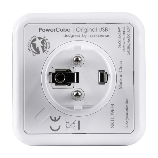 GloboStar® TRAVEL PowerCube PRO Certified 79634 Πολύπριζο 6 Θέσεων με 4 Πρίζες Ασφαλείας Childproof EU Schuko AC 220-240V & 2 Πρίζες USB Max 2.1A/DC 5V Μ7.5 x Π11.5 x Υ7.5 - Λευκό με Κόκκινο - Max Load 3680W/16A GloboStar® TRAVEL PowerCube PRO Certified 79634 Πολύπριζο 6 Θέσεων με 4 Πρίζες Ασφαλείας Childproof EU Schuko AC 220-240V & 2 Πρίζες USB Max 2.1A/DC 5V Μ7.5 x Π11.5 x Υ7.5 - Λευκό με Κόκκινο - Max Load 3680W/16A