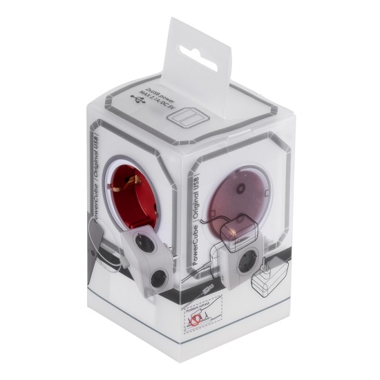 GloboStar® TRAVEL PowerCube PRO Certified 79634 Πολύπριζο 6 Θέσεων με 4 Πρίζες Ασφαλείας Childproof EU Schuko AC 220-240V & 2 Πρίζες USB Max 2.1A/DC 5V Μ7.5 x Π11.5 x Υ7.5 - Λευκό με Κόκκινο - Max Load 3680W/16A GloboStar® TRAVEL PowerCube PRO Certified 79634 Πολύπριζο 6 Θέσεων με 4 Πρίζες Ασφαλείας Childproof EU Schuko AC 220-240V & 2 Πρίζες USB Max 2.1A/DC 5V Μ7.5 x Π11.5 x Υ7.5 - Λευκό με Κόκκινο - Max Load 3680W/16A