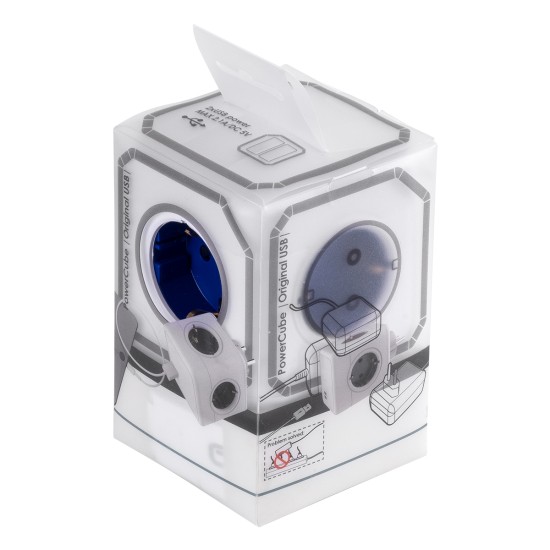 GloboStar® TRAVEL PowerCube PRO Certified 79638 Πολύπριζο 6 Θέσεων με 4 Πρίζες Ασφαλείας Childproof EU Schuko AC 220-240V & 2 Πρίζες USB Max 2.1A/DC 5V Μ7.5 x Π11.5 x Υ7.5 - Λευκό με Μπλε - Max Load 3680W/16A GloboStar® TRAVEL PowerCube PRO Certified 79638 Πολύπριζο 6 Θέσεων με 4 Πρίζες Ασφαλείας Childproof EU Schuko AC 220-240V & 2 Πρίζες USB Max 2.1A/DC 5V Μ7.5 x Π11.5 x Υ7.5 - Λευκό με Μπλε - Max Load 3680W/16A