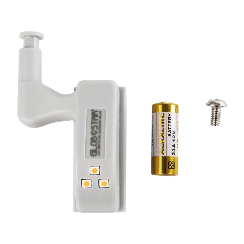 GloboStar® CLOSET 79641 Φωτιστικό Ντουλάπας LED για Μεντεσέ με Διακόπτη On/Off Κουμπωτό με Μπαταρία(Δεν συμπεριλαμβάνεται) - Θερμό Λευκό 2700K - Μ7 x Π4 x Υ2.5cm