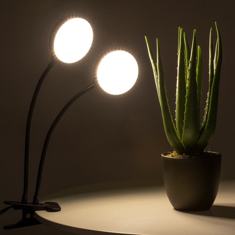 GloboStar® 79651 Grow Light Hydro Spectrum LED Φωτιστικό Ανάπτυξης Υδροπονικών Φυτών Γλάστρας με 2 Κινούμενες Κεφαλές & Βάση Clip SMD 2835 10W 160° DC 5V IP20 με Dimmer & Timer Εσωτερικού Χώρου για Κάλυψη Επιφάνειας 0.6m x 0.6m Πλήρους Φάσματος Φω