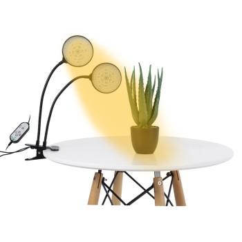 GloboStar® 79651 Grow Light Hydro Spectrum LED Φωτιστικό Ανάπτυξης Υδροπονικών Φυτών Γλάστρας με 2 Κινούμενες Κεφαλές & Βάση Clip SMD 2835 10W 160° DC 5V IP20 με Dimmer & Timer Εσωτερικού Χώρου για Κάλυψη Επιφάνειας 0.6m x 0.6m Πλήρους Φάσματος Φω