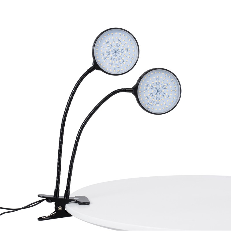 GloboStar® 79651 Grow Light Hydro Spectrum LED Φωτιστικό Ανάπτυξης Υδροπονικών Φυτών Γλάστρας με 2 Κινούμενες Κεφαλές & Βάση Clip SMD 2835 10W 160° DC 5V IP20 με Dimmer & Timer Εσωτερικού Χώρου για Κάλυψη Επιφάνειας 0.6m x 0.6m Πλήρους Φάσματος Φω