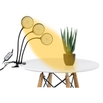 GloboStar® 79653 Grow Light Hydro Spectrum LED Φωτιστικό Ανάπτυξης Υδροπονικών Φυτών Γλάστρας με 3 Κινούμενες Κεφαλές & Βάση Clip SMD 2835 15W 160° DC 5V IP20 με Dimmer & Timer Εσωτερικού Χώρου για Κάλυψη Επιφάνειας 1m x 1m Πλήρους Φάσματος Φωτισμ