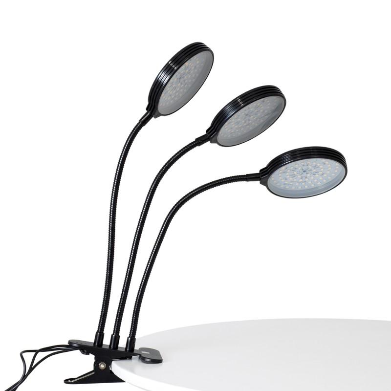 GloboStar® 79653 Grow Light Hydro Spectrum LED Φωτιστικό Ανάπτυξης Υδροπονικών Φυτών Γλάστρας με 3 Κινούμενες Κεφαλές & Βάση Clip SMD 2835 15W 160° DC 5V IP20 με Dimmer & Timer Εσωτερικού Χώρου για Κάλυψη Επιφάνειας 1m x 1m Πλήρους Φάσματος Φωτισμ