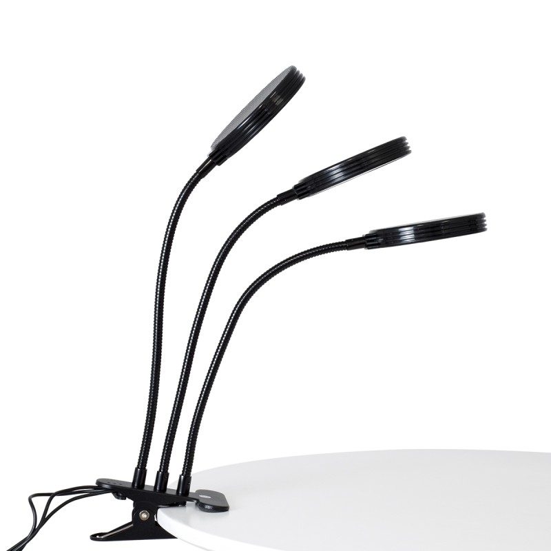 GloboStar® 79653 Grow Light Hydro Spectrum LED Φωτιστικό Ανάπτυξης Υδροπονικών Φυτών Γλάστρας με 3 Κινούμενες Κεφαλές & Βάση Clip SMD 2835 15W 160° DC 5V IP20 με Dimmer & Timer Εσωτερικού Χώρου για Κάλυψη Επιφάνειας 1m x 1m Πλήρους Φάσματος Φωτισμ