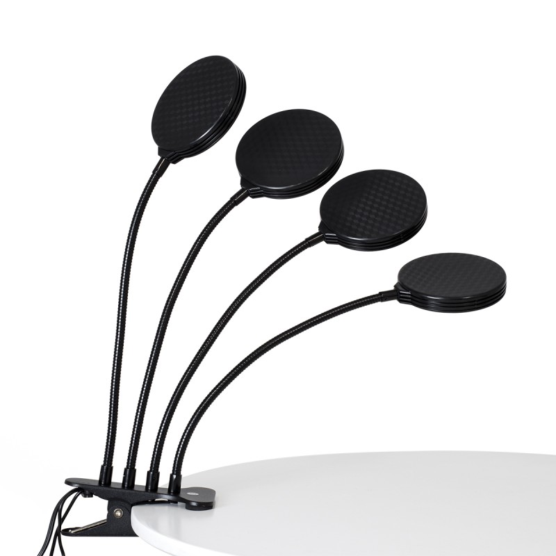 GloboStar® 79654 Grow Light Full Spectrum LED Φωτιστικό Ανάπτυξης Φυτών Γλάστρας με 4 Κινούμενες Κεφαλές & Βάση Clip SMD 2835 20W 160° DC 5V IP20 με Dimmer & Timer Εσωτερικού Χώρου για Κάλυψη Επιφάνειας 1m x 1m Πλήρους Φάσματος Φωτισμού