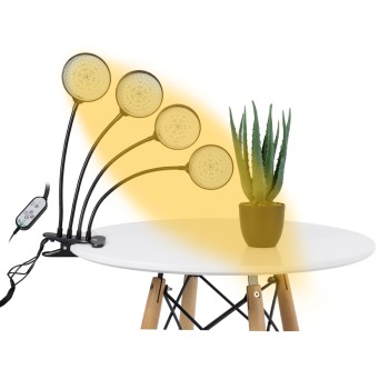 GloboStar® 79655 Grow Light Hydro Spectrum LED Φωτιστικό Ανάπτυξης Υδροπονικών Φυτών Γλάστρας με 4 Κινούμενες Κεφαλές & Βάση Clip SMD 2835 20W 160° DC 5V IP20 με Dimmer & Timer Εσωτερικού Χώρου για Κάλυψη Επιφάνειας 1m x 1m Πλήρους Φάσματος Φωτισμ